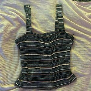 Striped button up cropped tank <3